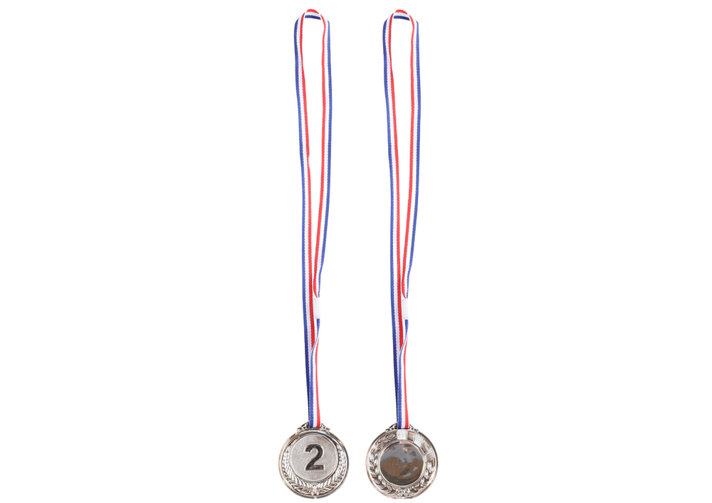 Silver Medal Second Place Prize Trophy Zinc 6.5cm