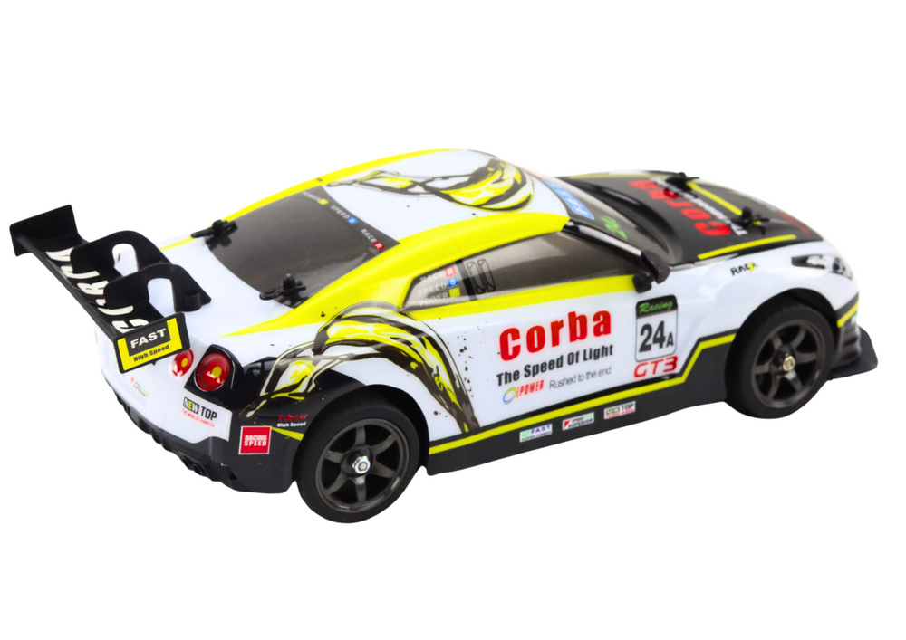 Rc Sports Car 1:16 Drift Interchangeable Wheels White And Yellow