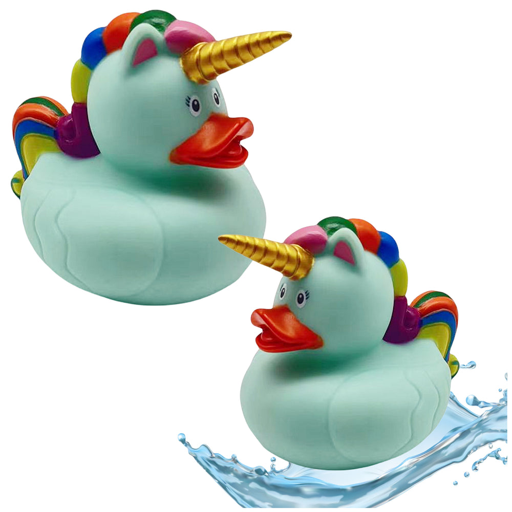 Duck Unicorn Bath Toy Rainbow Mane Tail Green