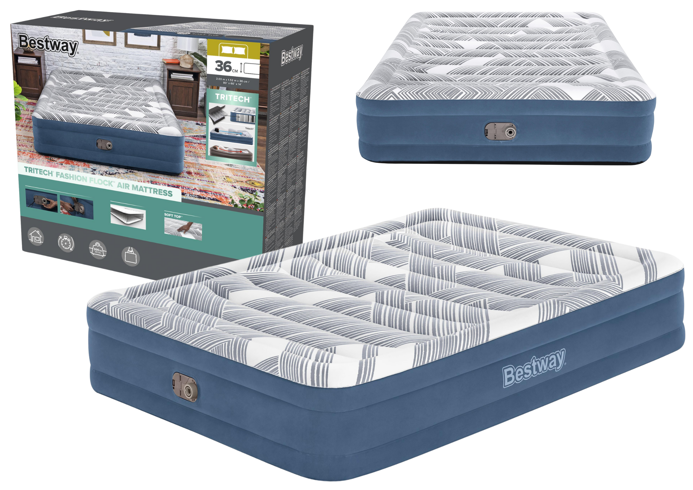 Inflatable Mattress 203 X 152 X 36 Cm Bestway 6712y