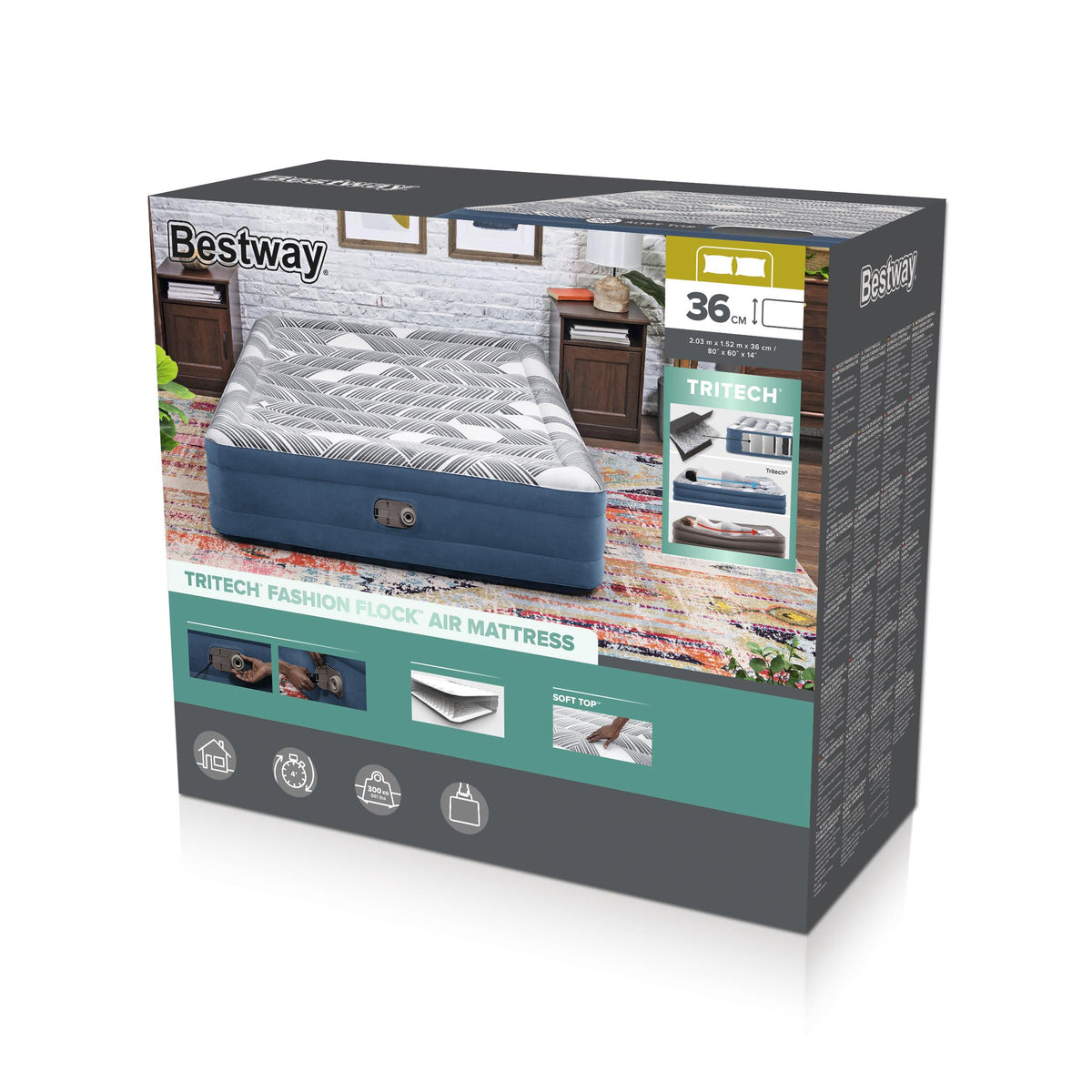 Inflatable Mattress 203 X 152 X 36 Cm Bestway 6712y