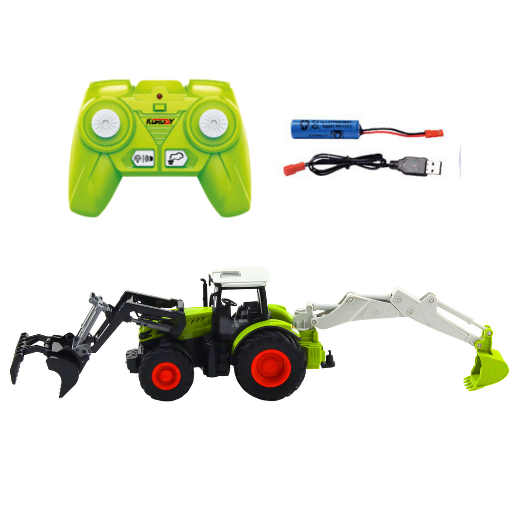 Agricultural Tractor With Rotating Bucket And Excavator 2in1 Remote Controlled 2.4g