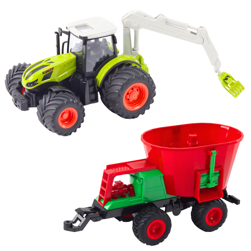 Agricultural Tractor With Seeder And Rotary Grabber Remote Controlled 2.4g