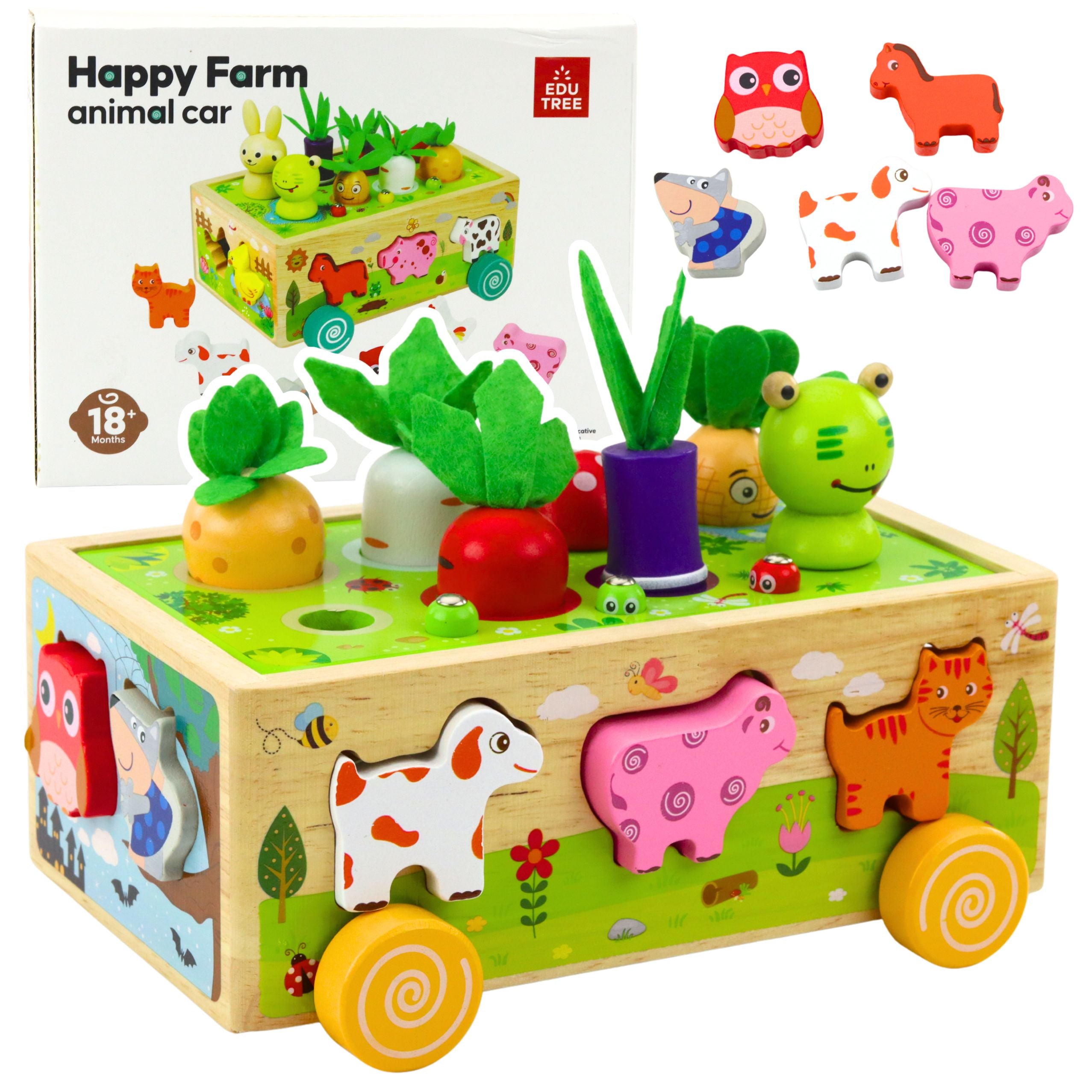 Wooden Educational Toy Happy Farm Magnetic Worm Sorter