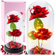 Eternal 2 Roses In Dome With Led Lighting And Rose Petals Red 21x11cm