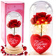 Eternal Rose In Dome With Led Lighting Red With Heart 18.5x8cm