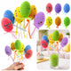 Easter Eggs On Wire Pick Colorful Leaves Ribbon Decoration 6pcs
