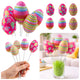 Easter Eggs On Wire Pick Dots Flowers Stripes Decoration Colorful 6pcs