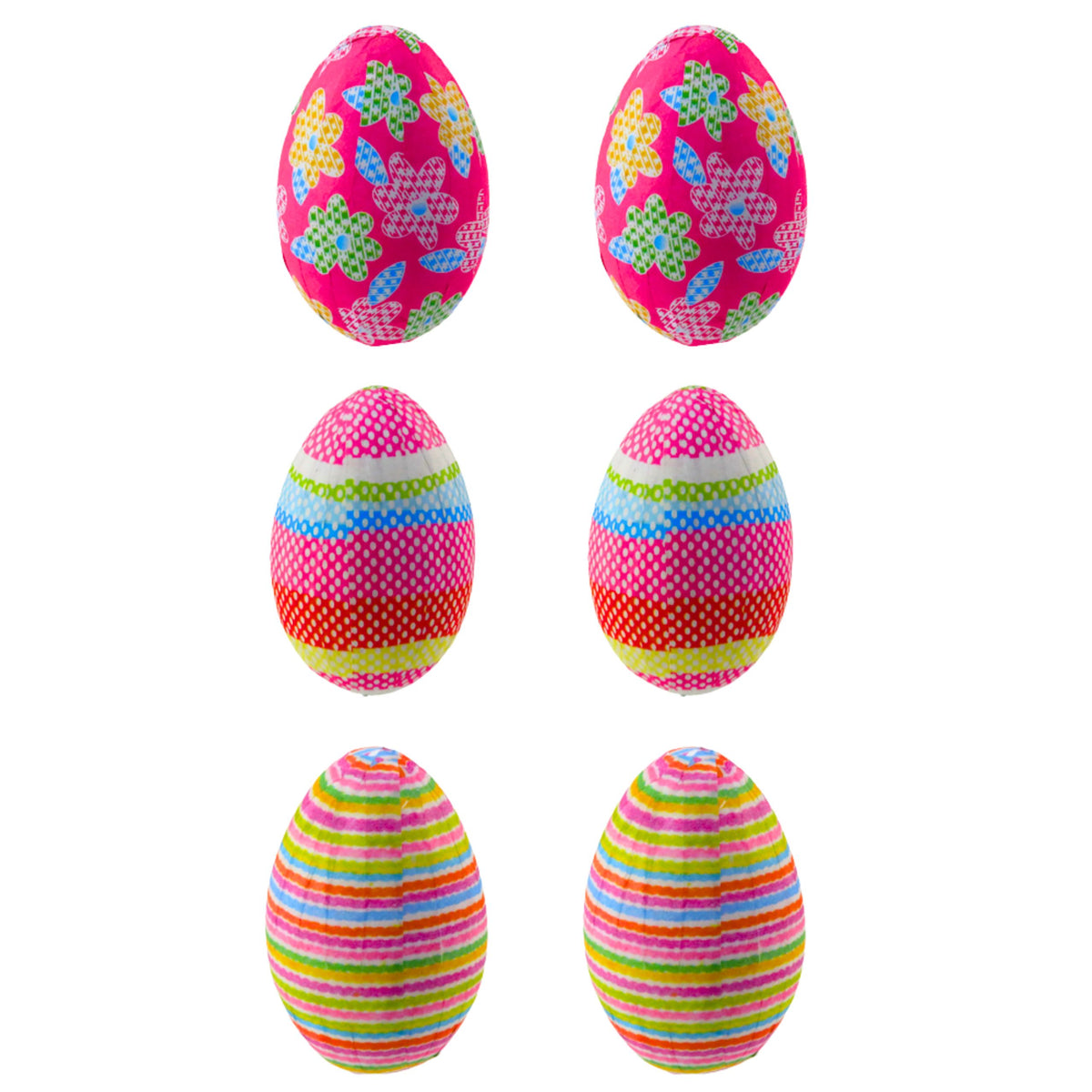 Easter Eggs On Wire Pick Dots Flowers Stripes Decoration Colorful 6pcs