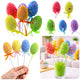 Easter Eggs On A Wire Pick Colorful White Patterns Ribbon Decoration 6pcs