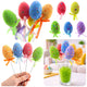 Easter Eggs On Wire Pick Colorful Leaves Ribbon Decoration 5pcs