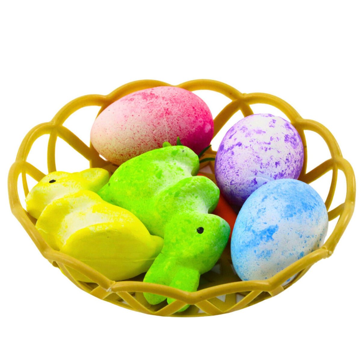 Easter Decorations In Basket Bunnies Eggs Carrot 6pcs