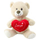 Plush Toy Teddy Bear With Heart Cream Beige 30cm