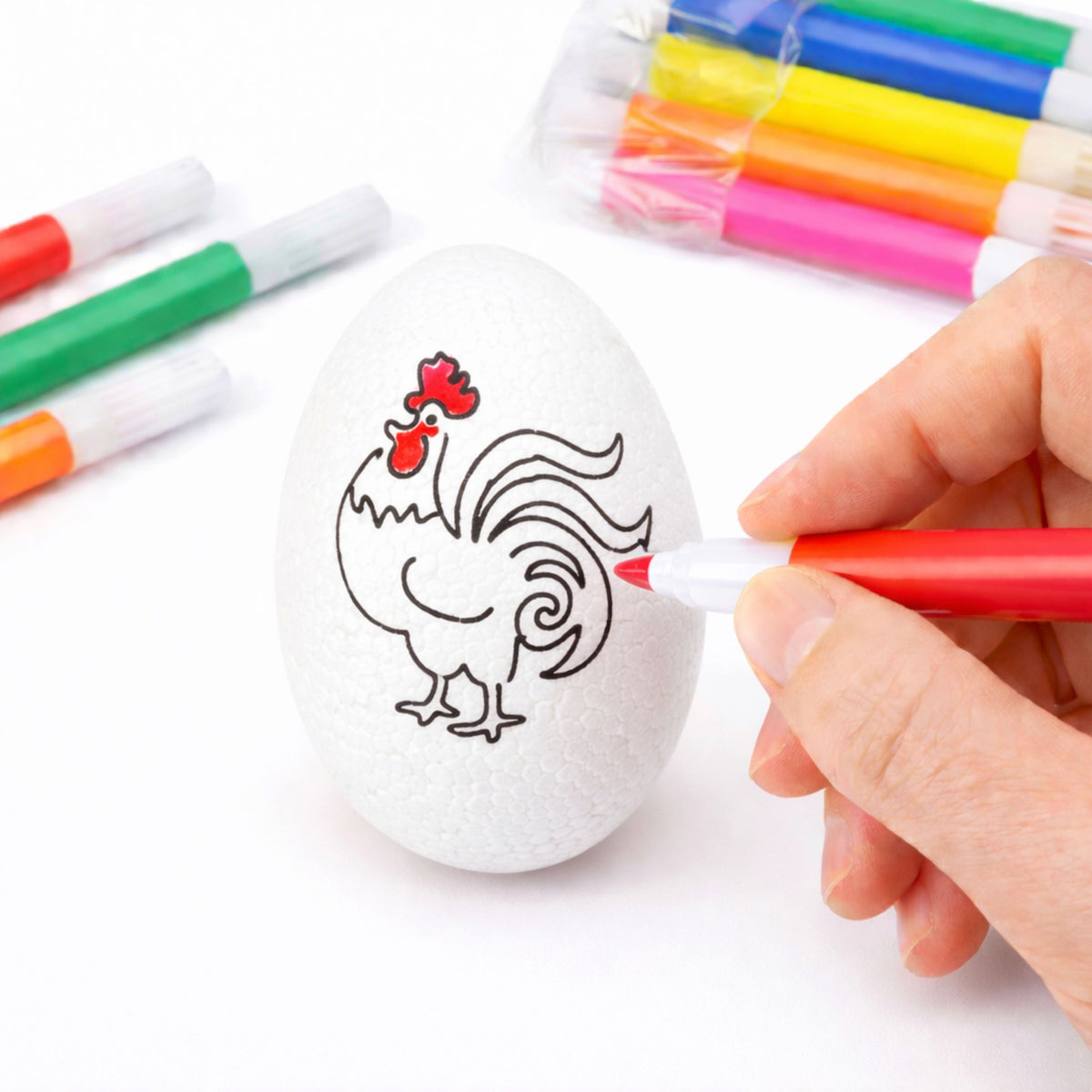 Easter Styrofoam Eggs For Painting Markers Markers Roosters 6pcs