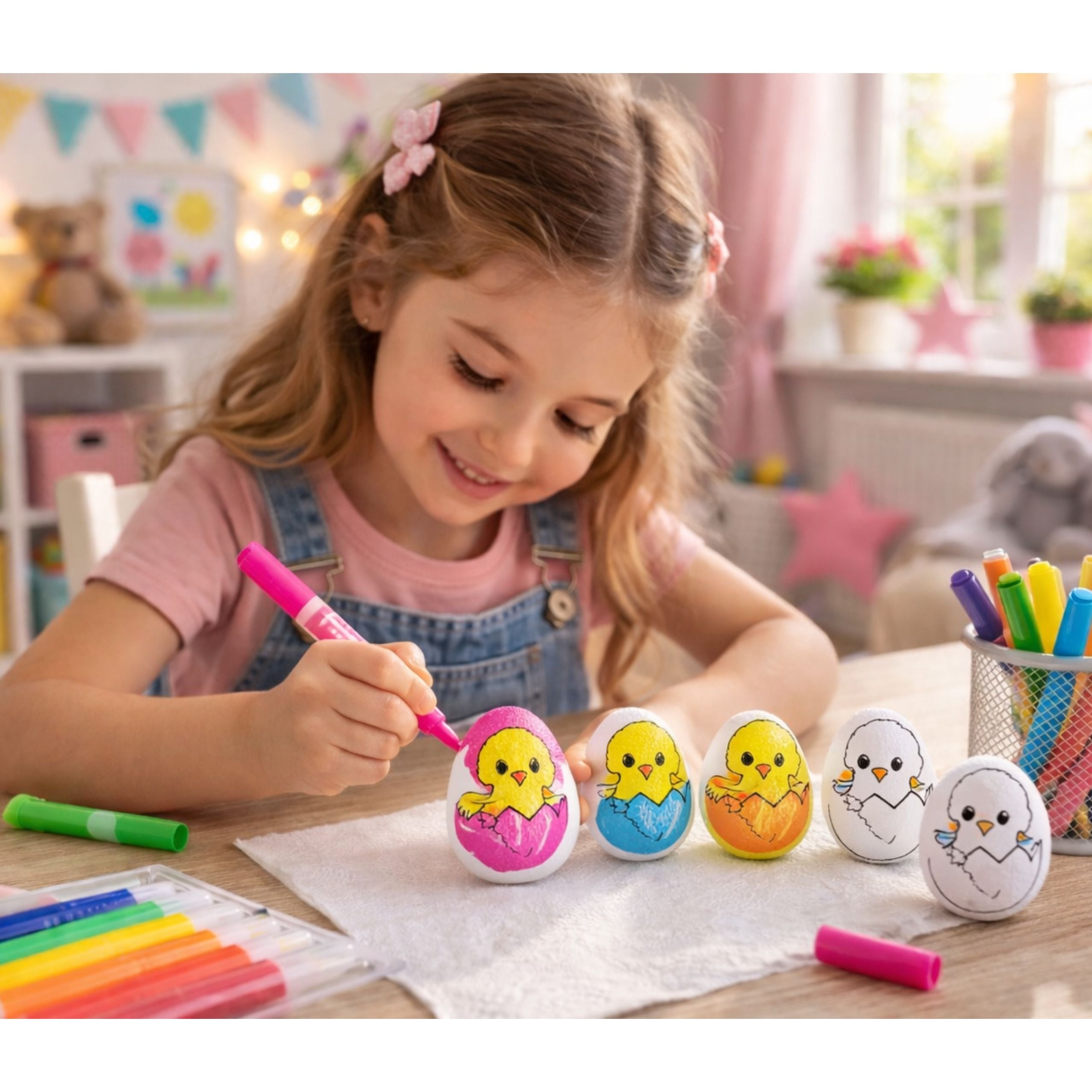 Easter Styrofoam Eggs For Painting Markers Chicken In Egg 6pcs