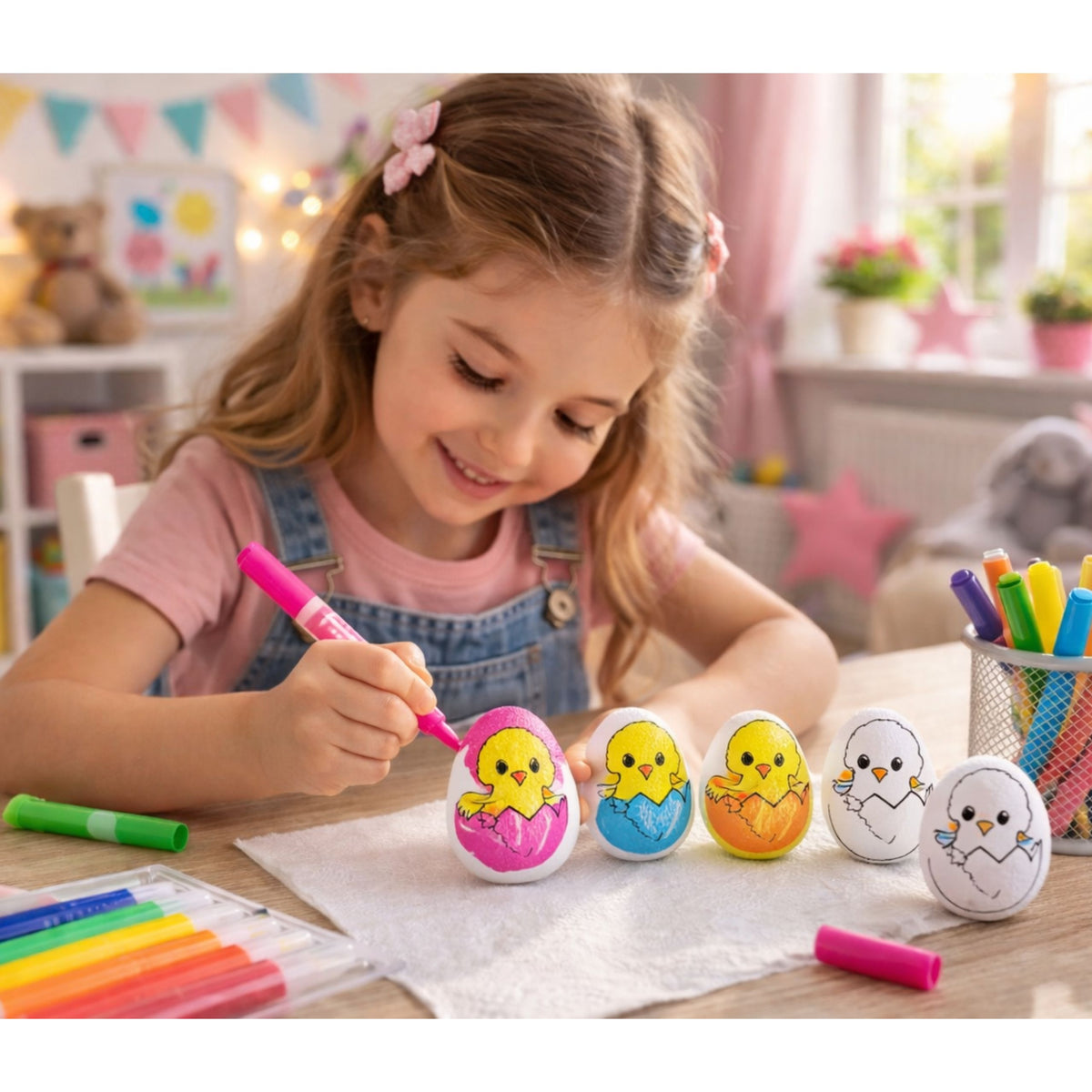 Easter Styrofoam Eggs For Painting Markers Chicken In Egg 6pcs