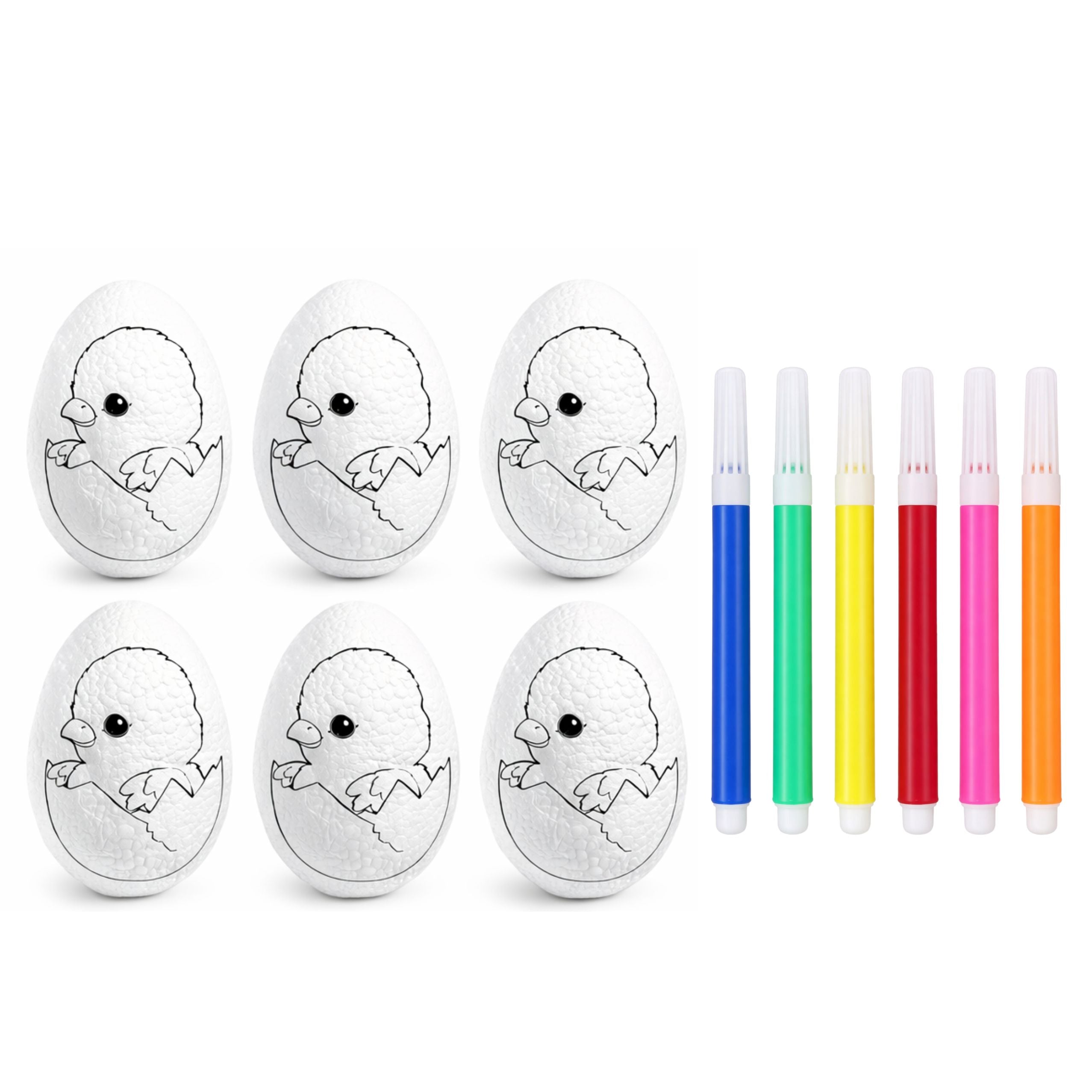 Easter Styrofoam Eggs For Painting Markers Chicken In Egg 6pcs