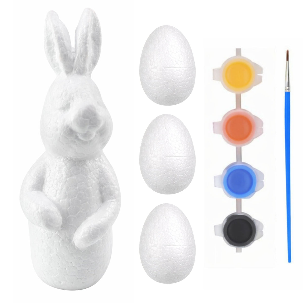 Bunny Styrofoam Decoration Painting Kit 3 Eggs Paint