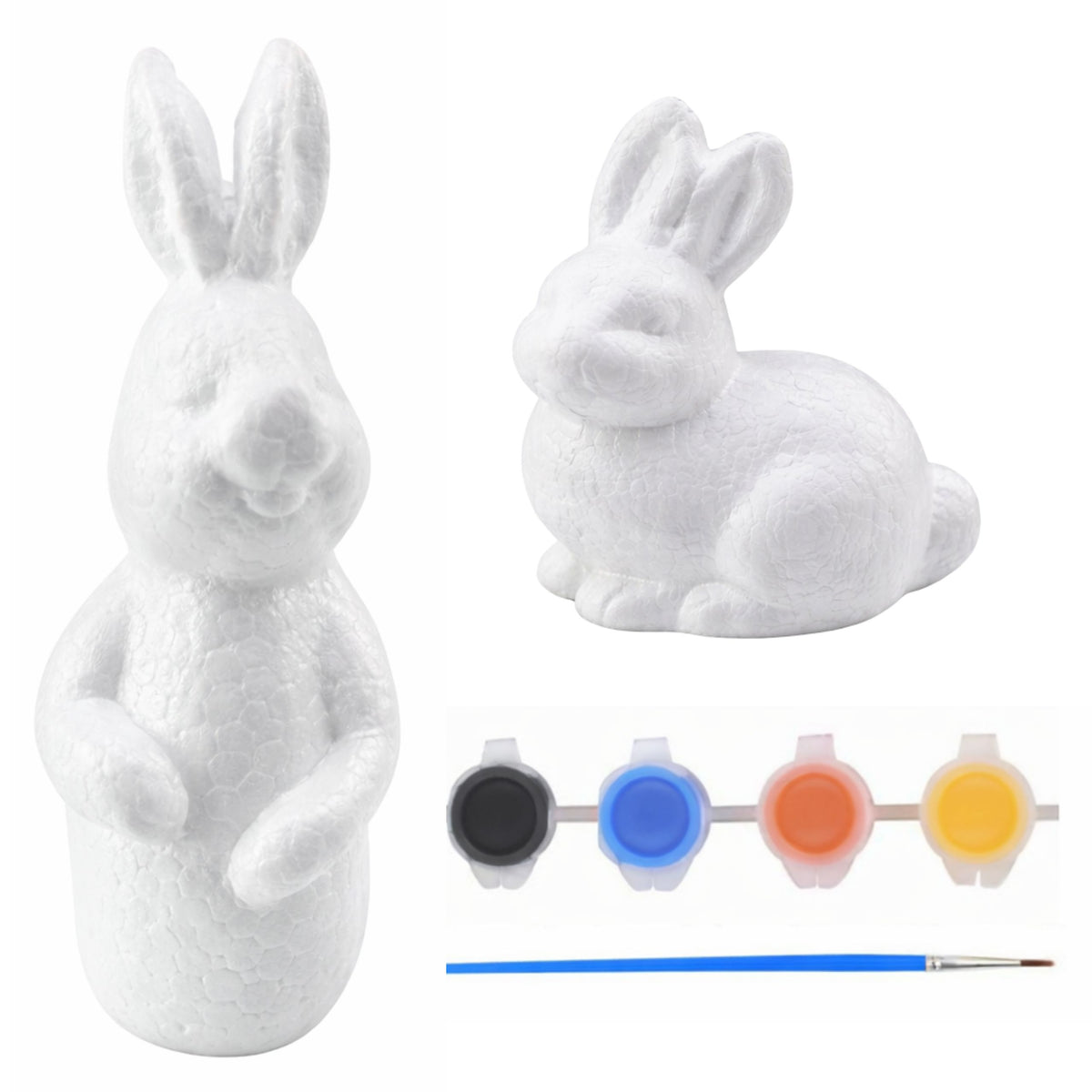 Set Zum Bemalen Von Styropordekorationen 4 Hasen Pinsel
