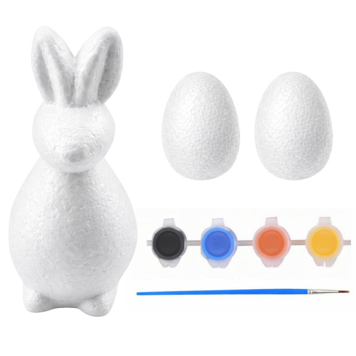 Bunny Styrofoam Decorations Painting Kit 2 Eggs Paints