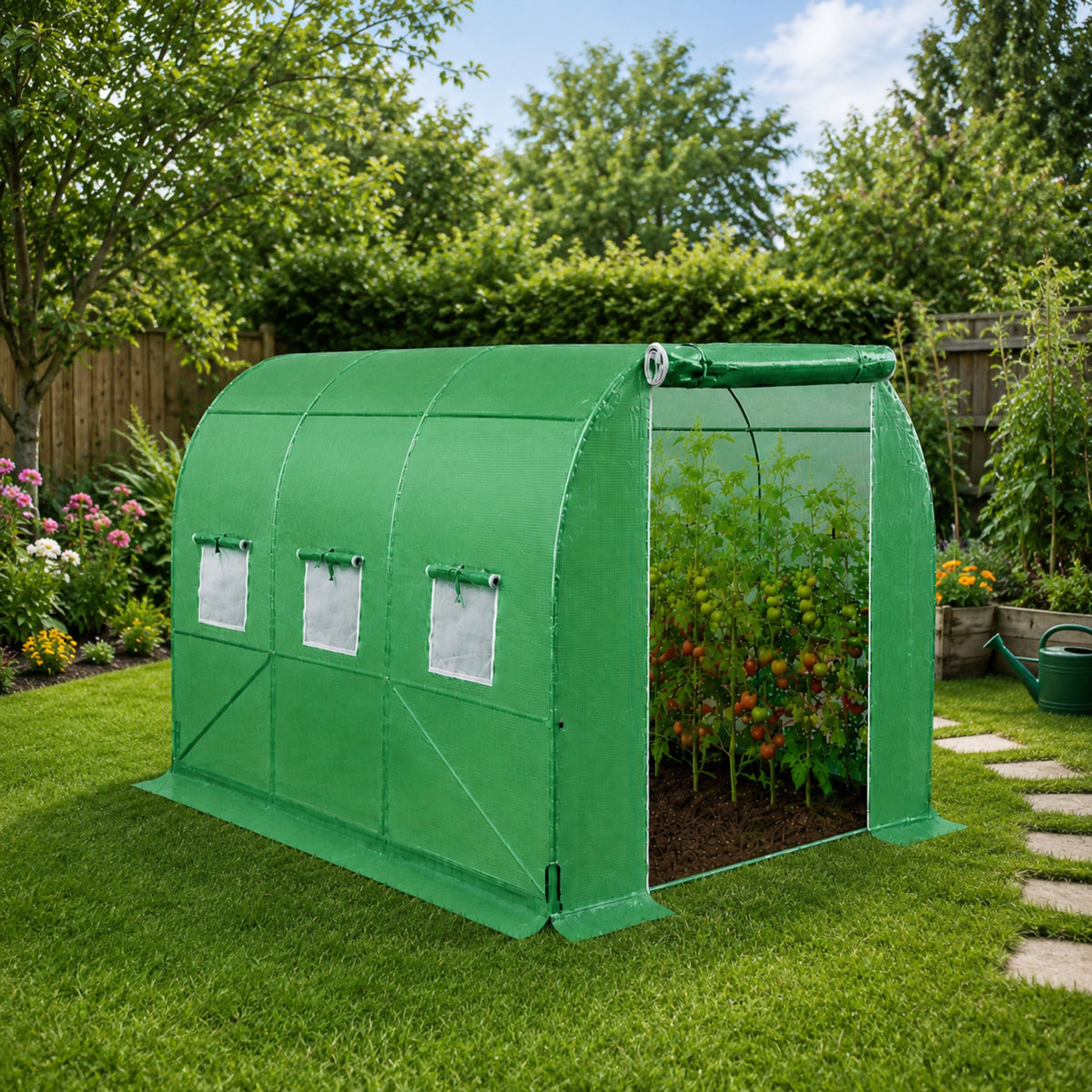 Tunnel Uv Verde Per Verdure Con Finestre 2x3 M 6m²