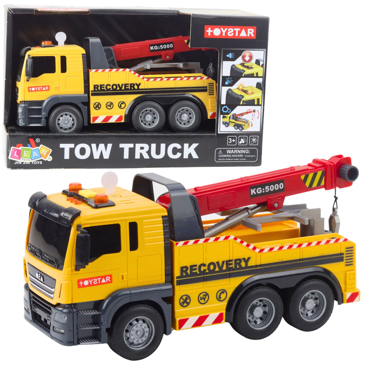 Construction Truck With Adjustable Crane Lights And Sounds Yellow