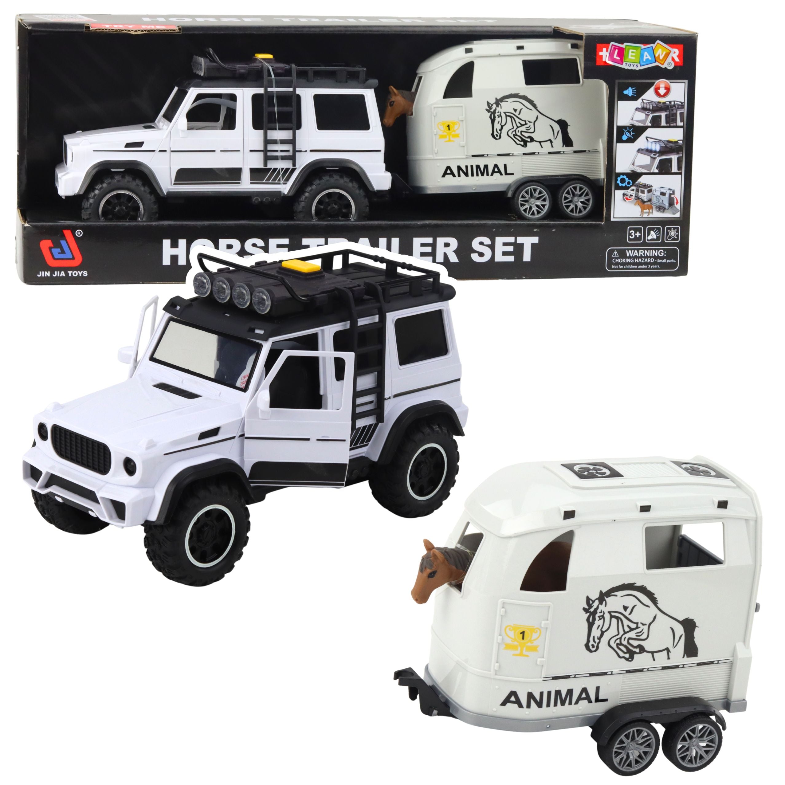Off-road Vehicle With Horse Trailer Figure Lights Sounds