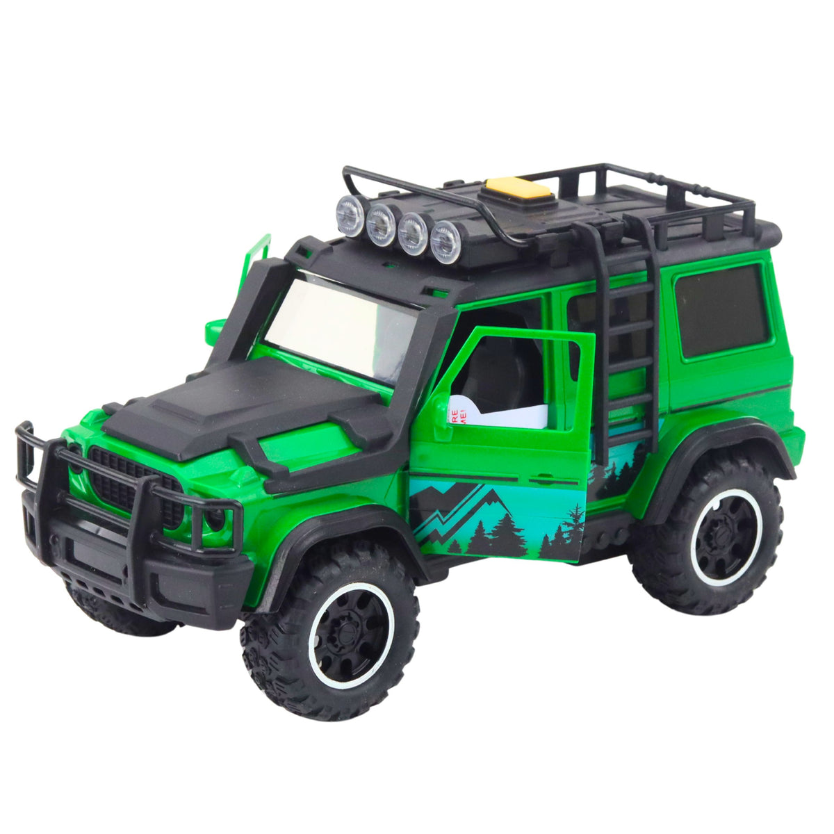 Off-road Vehicle Set With Tow Truck And Motorcycle Lights And Sounds Green