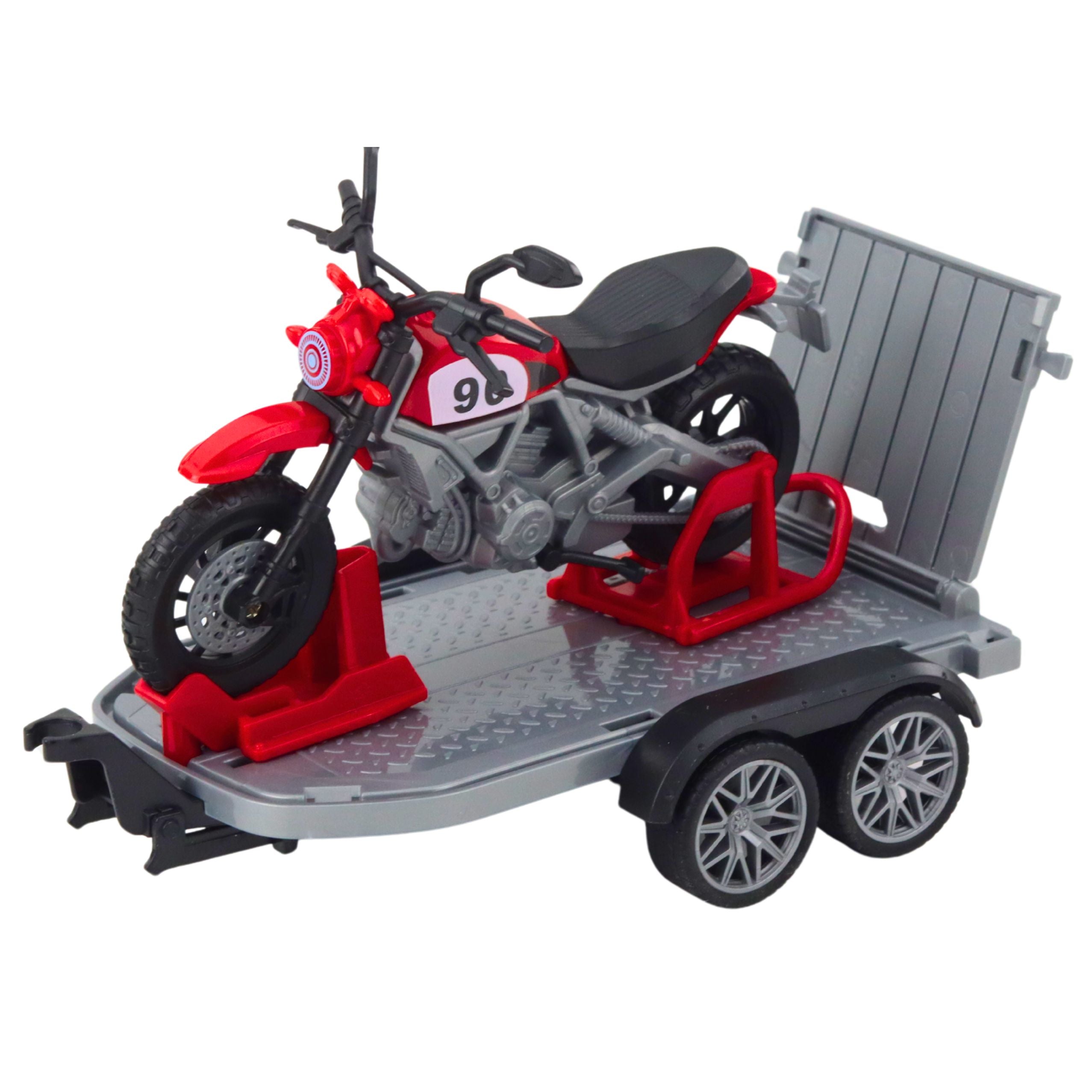 Off-road Vehicle Set With Tow Truck And Motorcycle Lights And Sounds Green