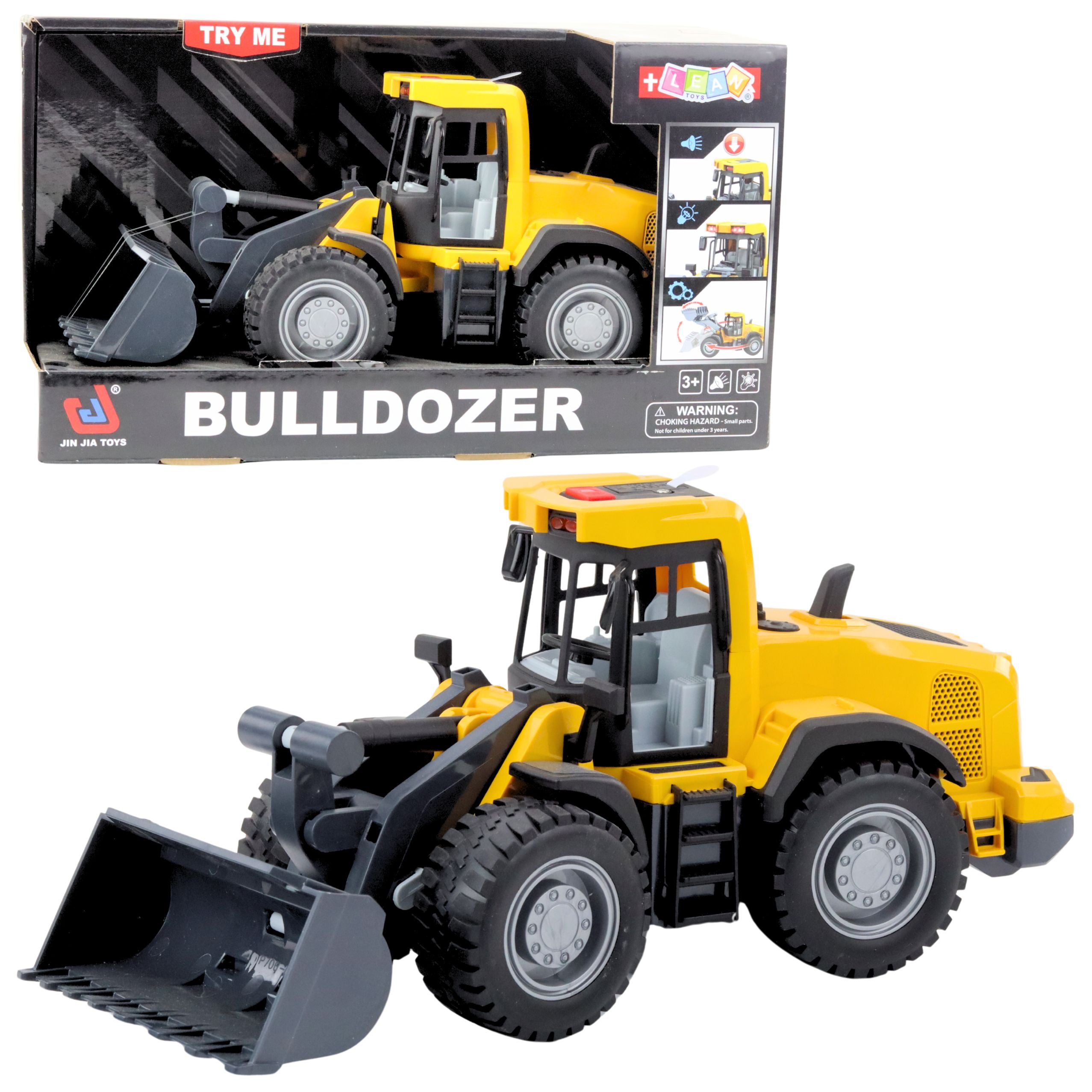 Bulldozer Construction Excavator Lights Sounds Moving Bucket Yellow