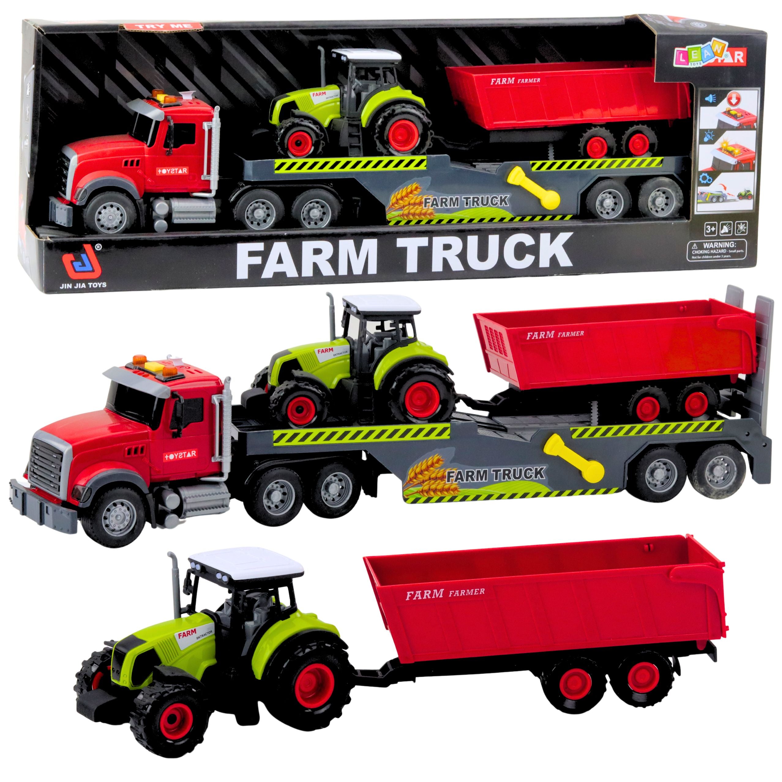 Set Truck Tractor With Trailer Lights And Sounds Red