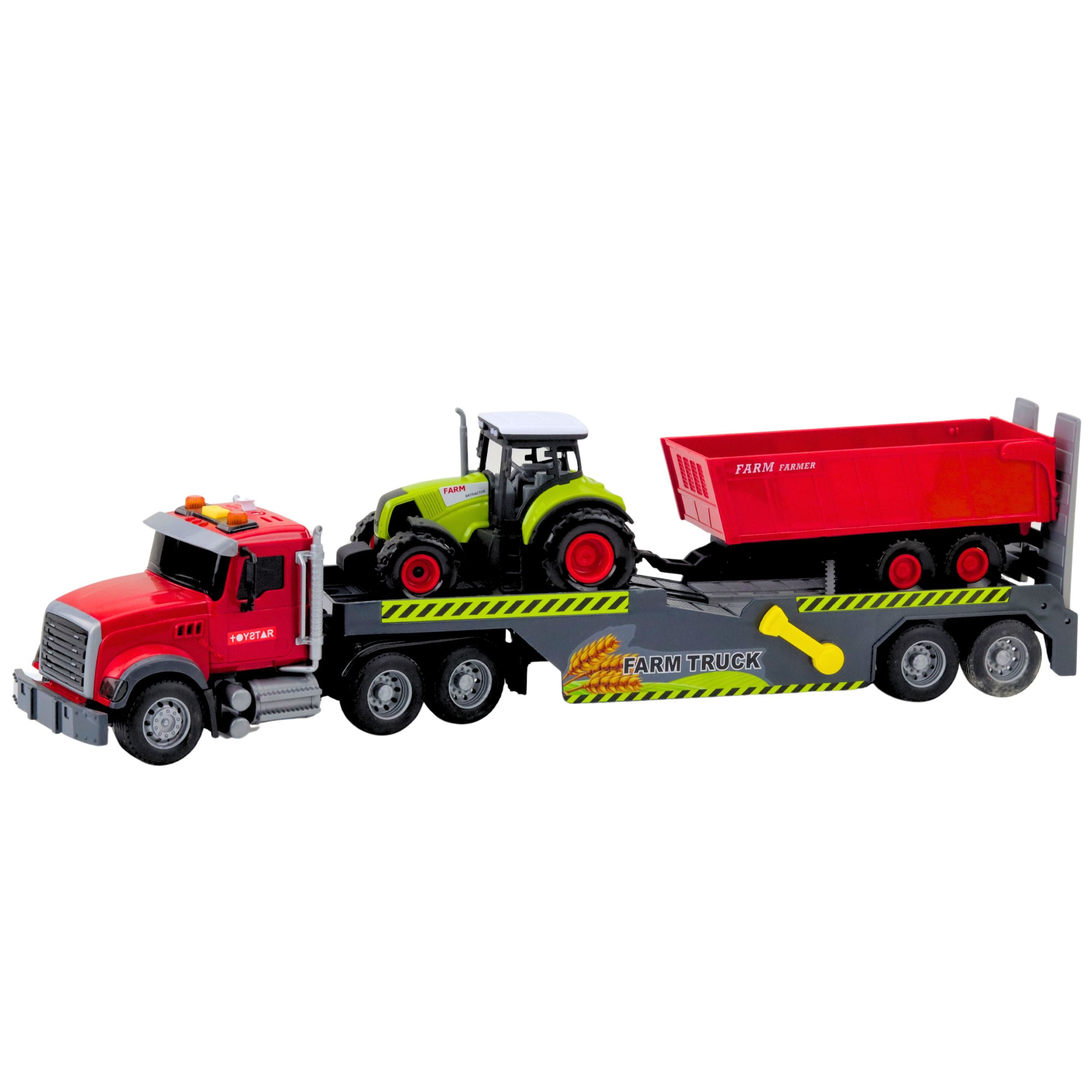 Set Truck Tractor With Trailer Lights And Sounds Red