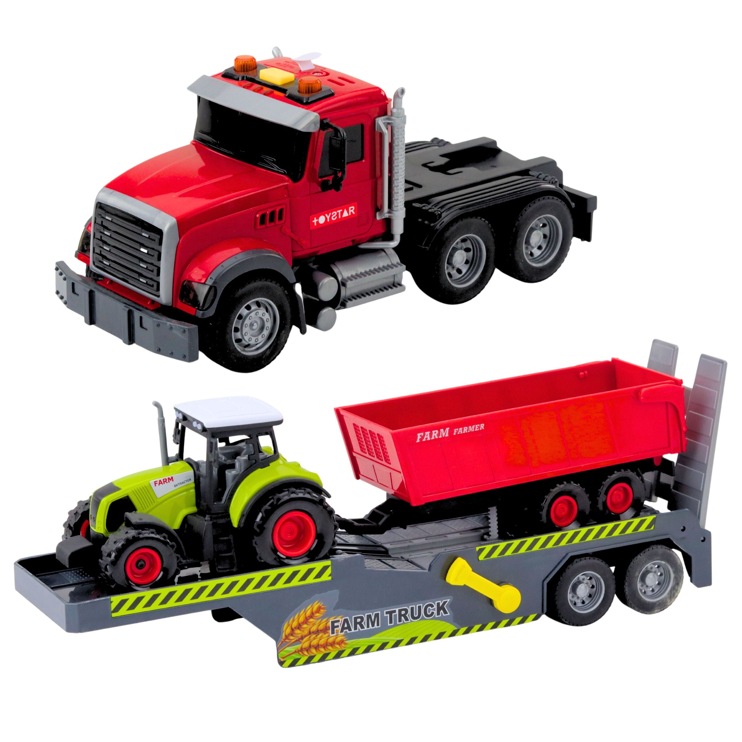 Set Truck Tractor With Trailer Lights And Sounds Red