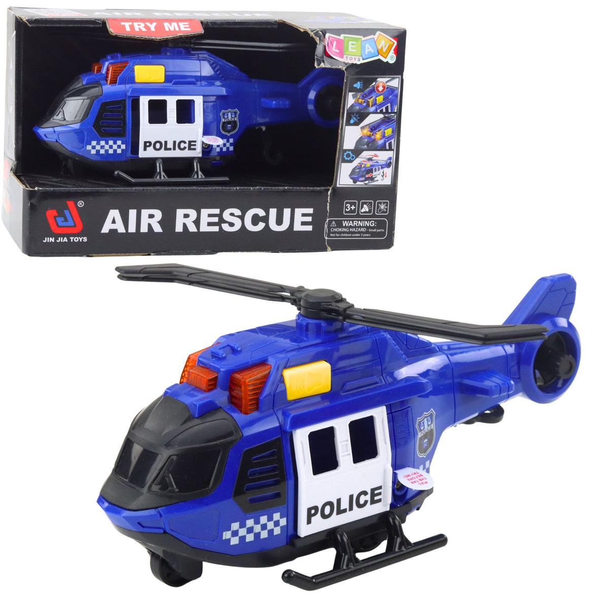 Police Helicopter With Crane Lights Sounds Blue