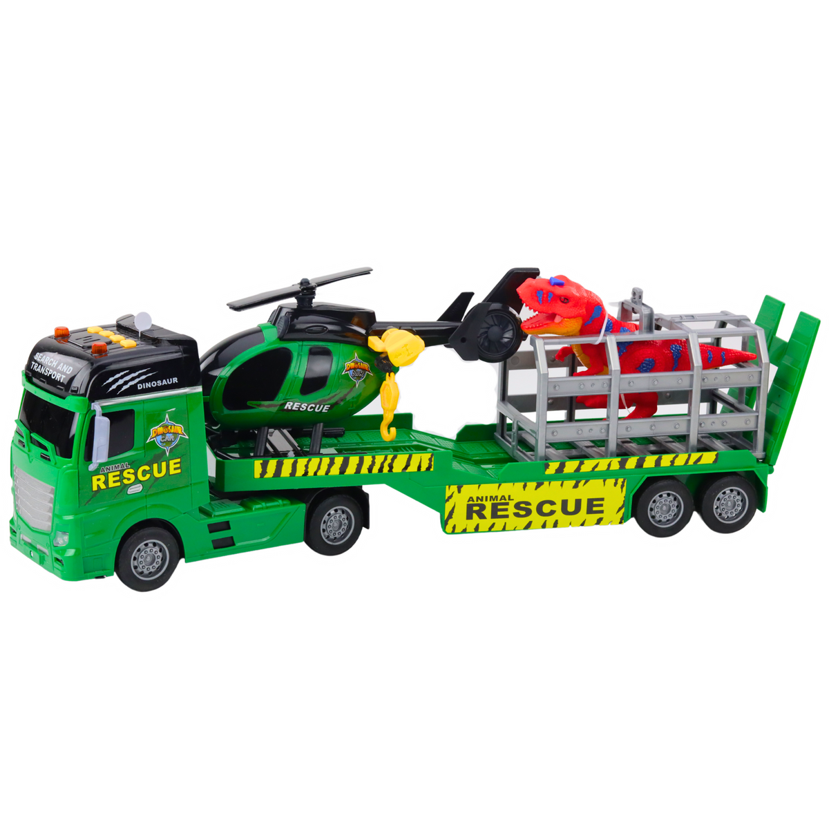 Rescue Kit Lastbil Helikopter Bil Dinosaur Lights Sounds