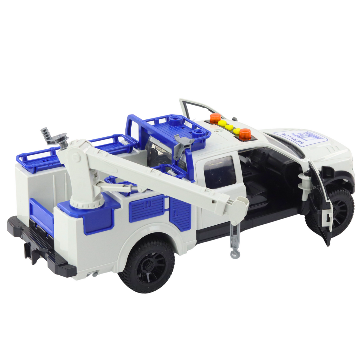 Service Truck With Crane Lights Sounds White 1:12