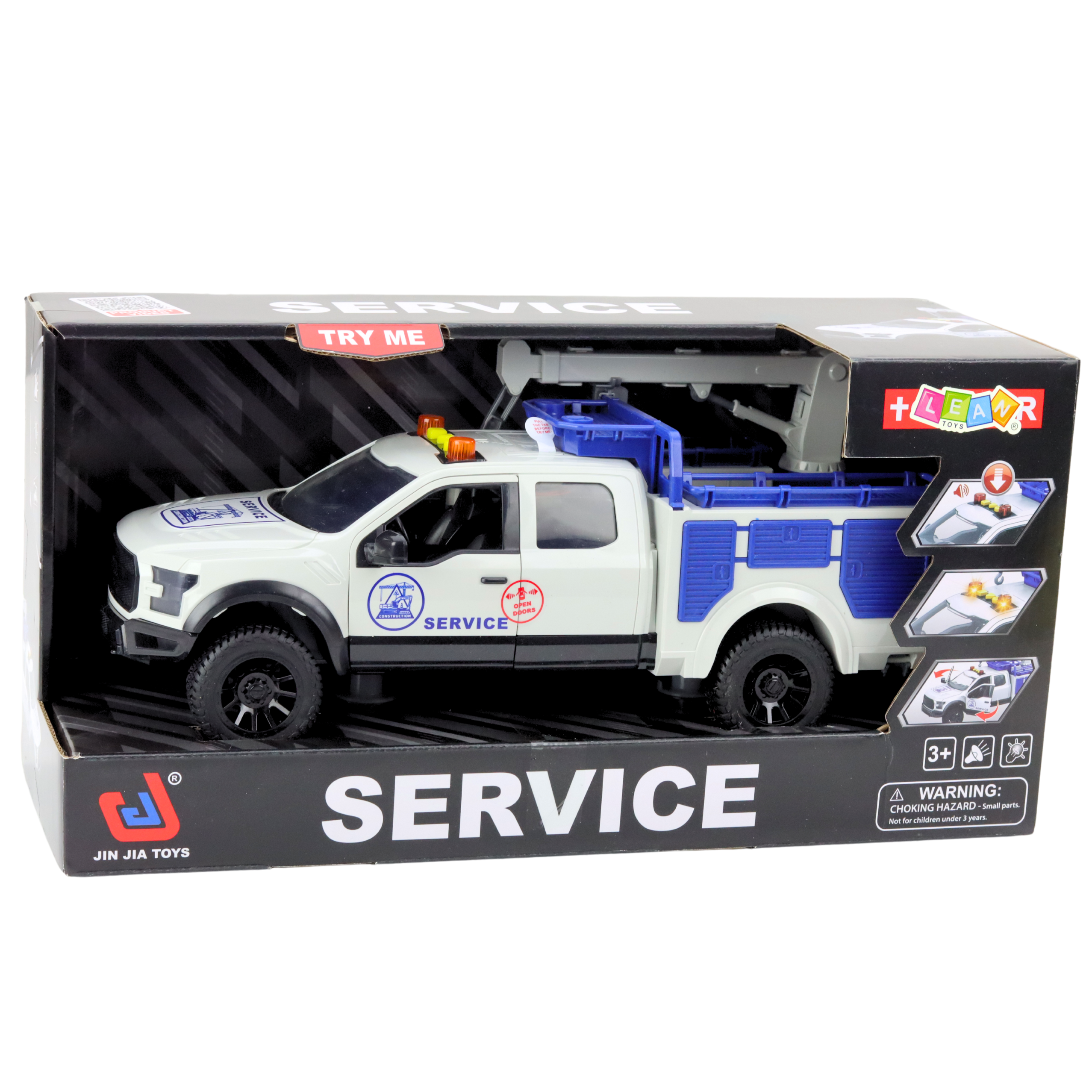 Service Truck With Crane Lights Sounds White 1:12