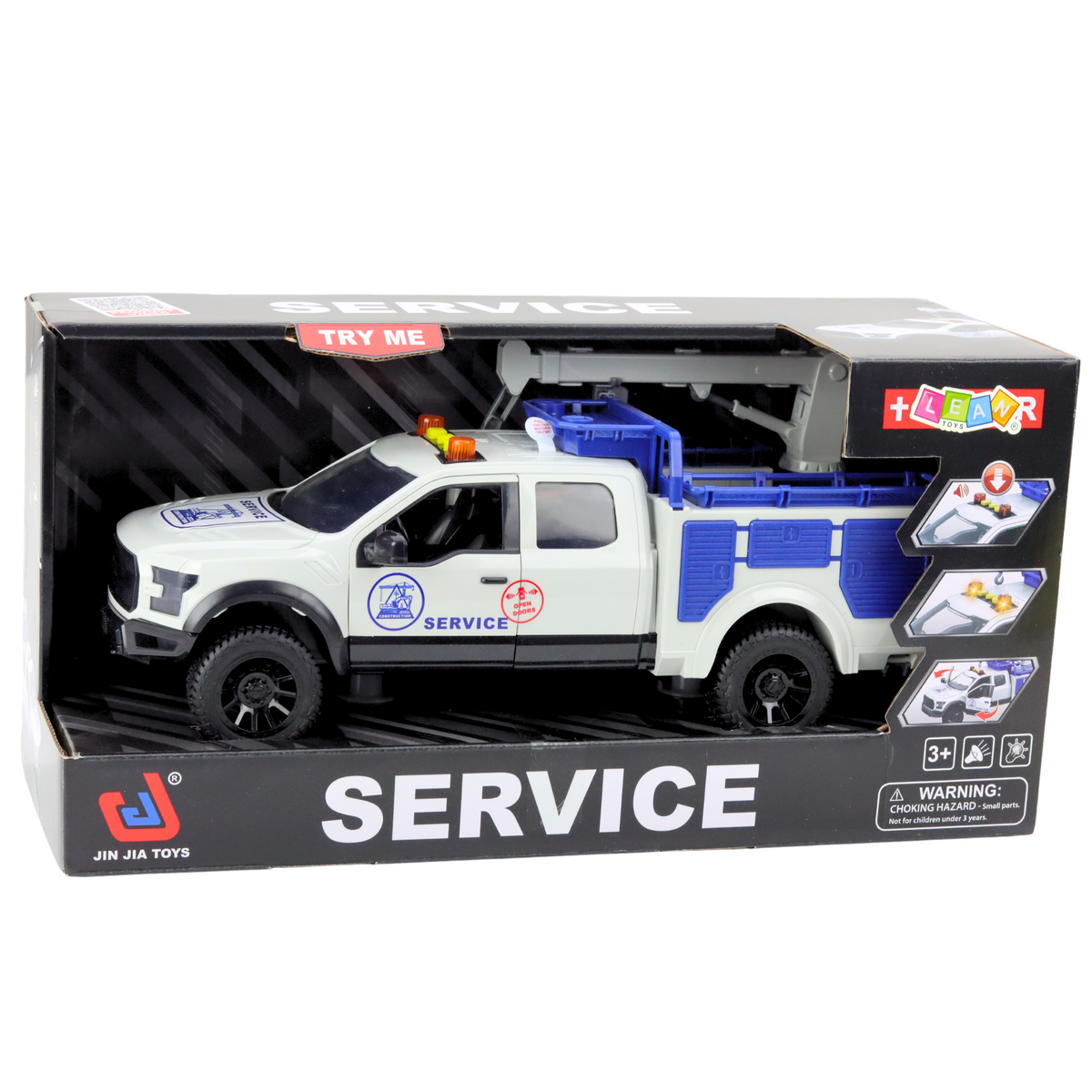 Service Truck With Crane Lights Sounds White 1:12