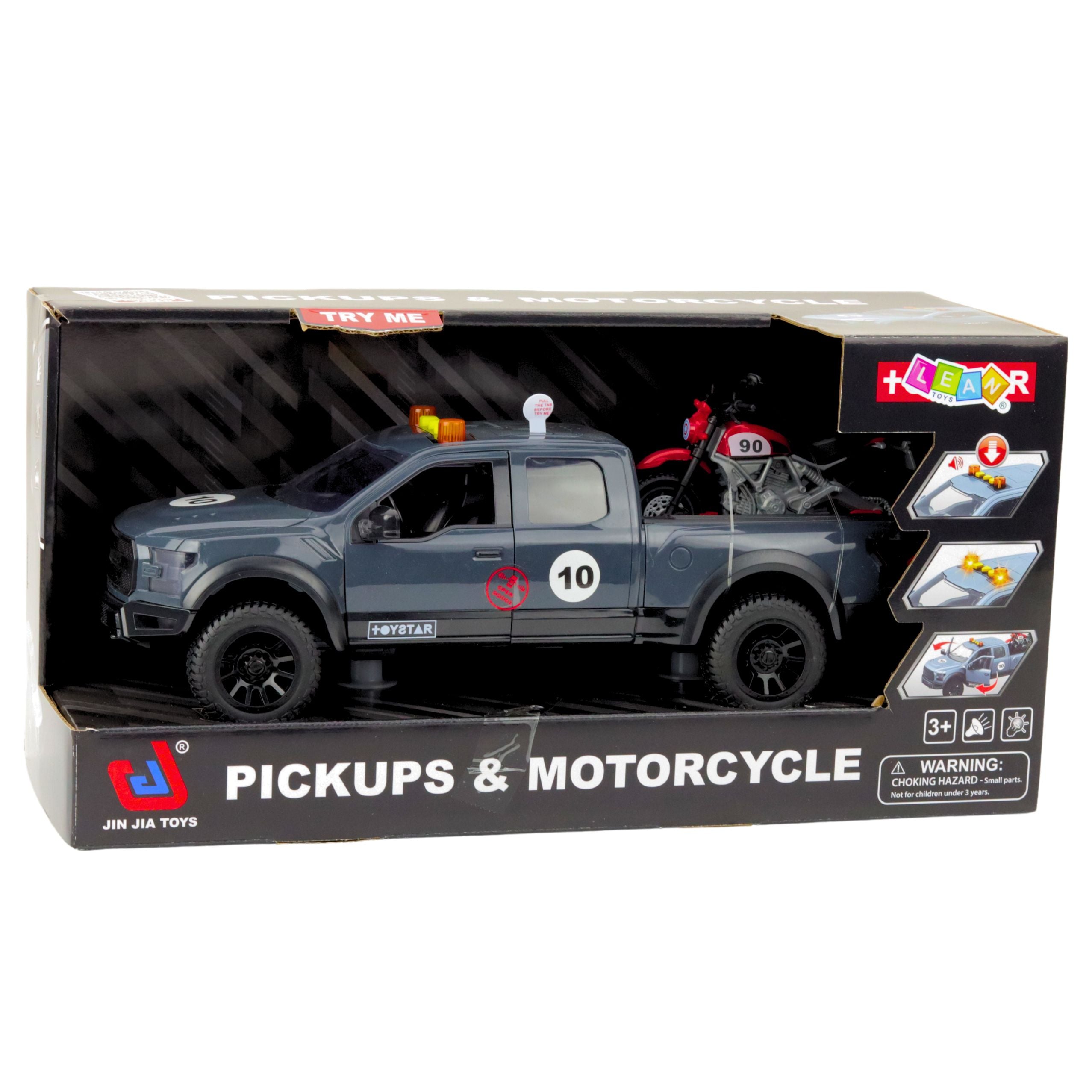 Pickup Truck With Engine Lights Sounds Gray 1:12