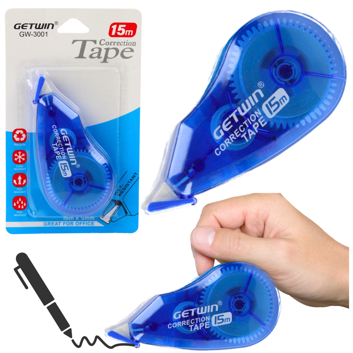 Bandă corectoare Mouse School Office 15m X 5mm Albastru