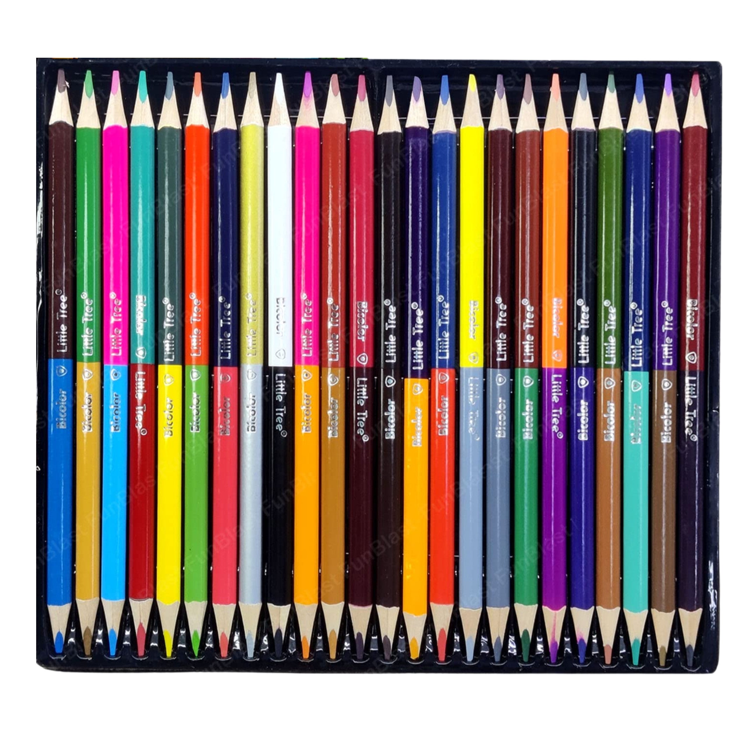Set Of Crayons Double-sided Two-color School Triangular 48 Colors