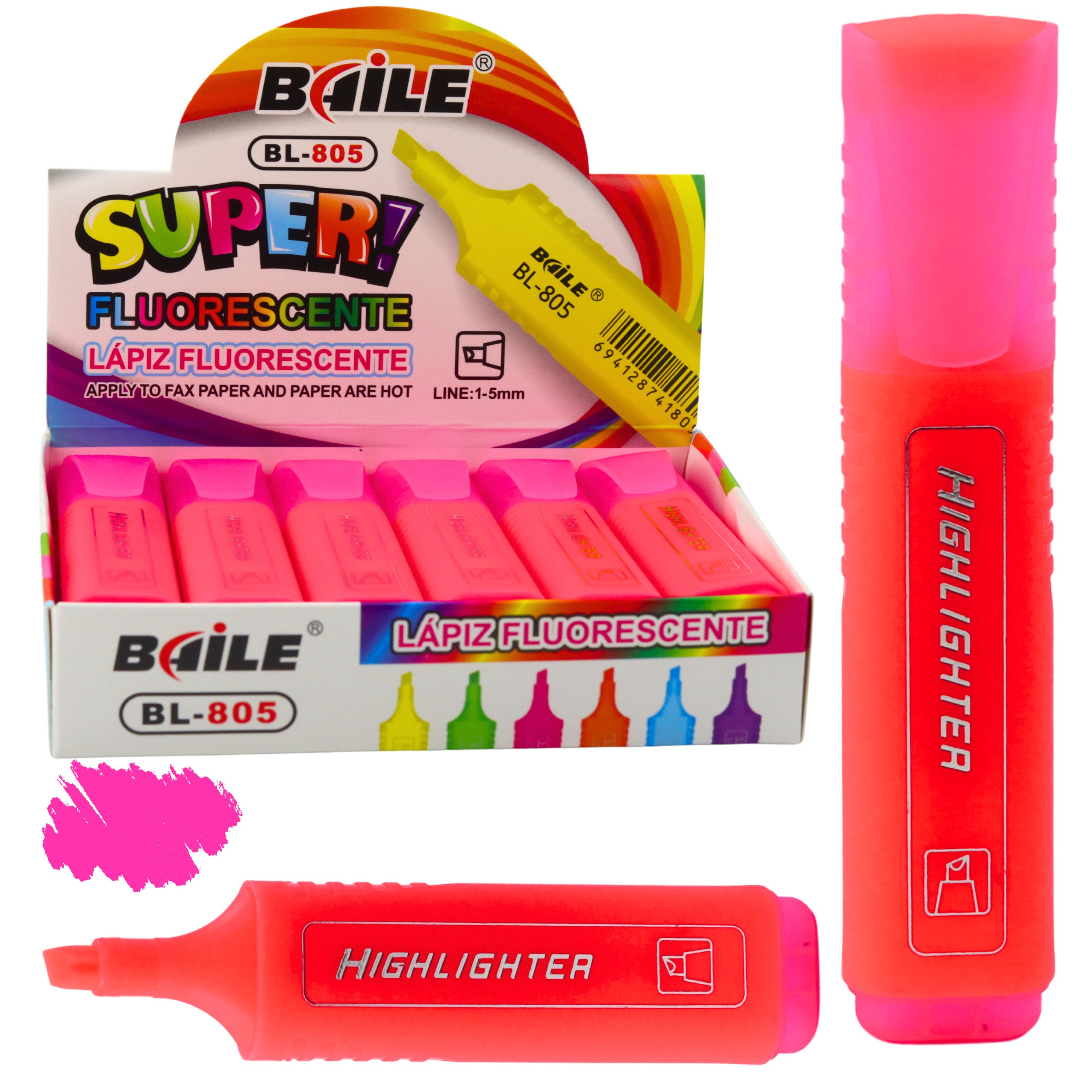 Highlighter Marker For Notes School Office Neon Intense Pink