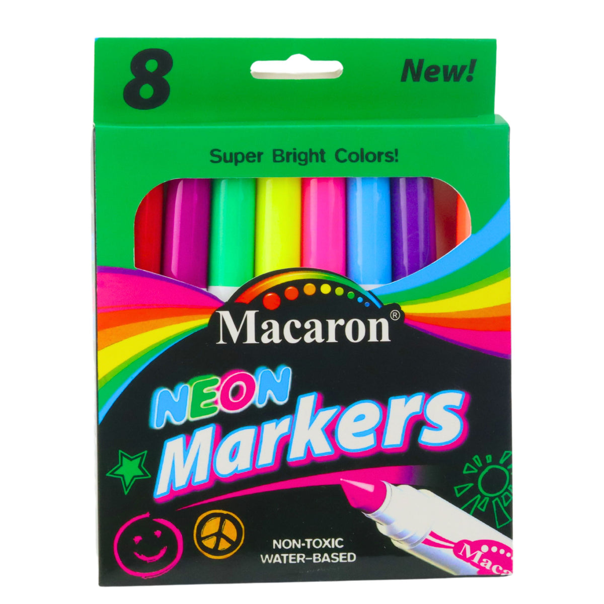 Set Of Neon Markers For School Water-based Ink Colorful 8 Pcs