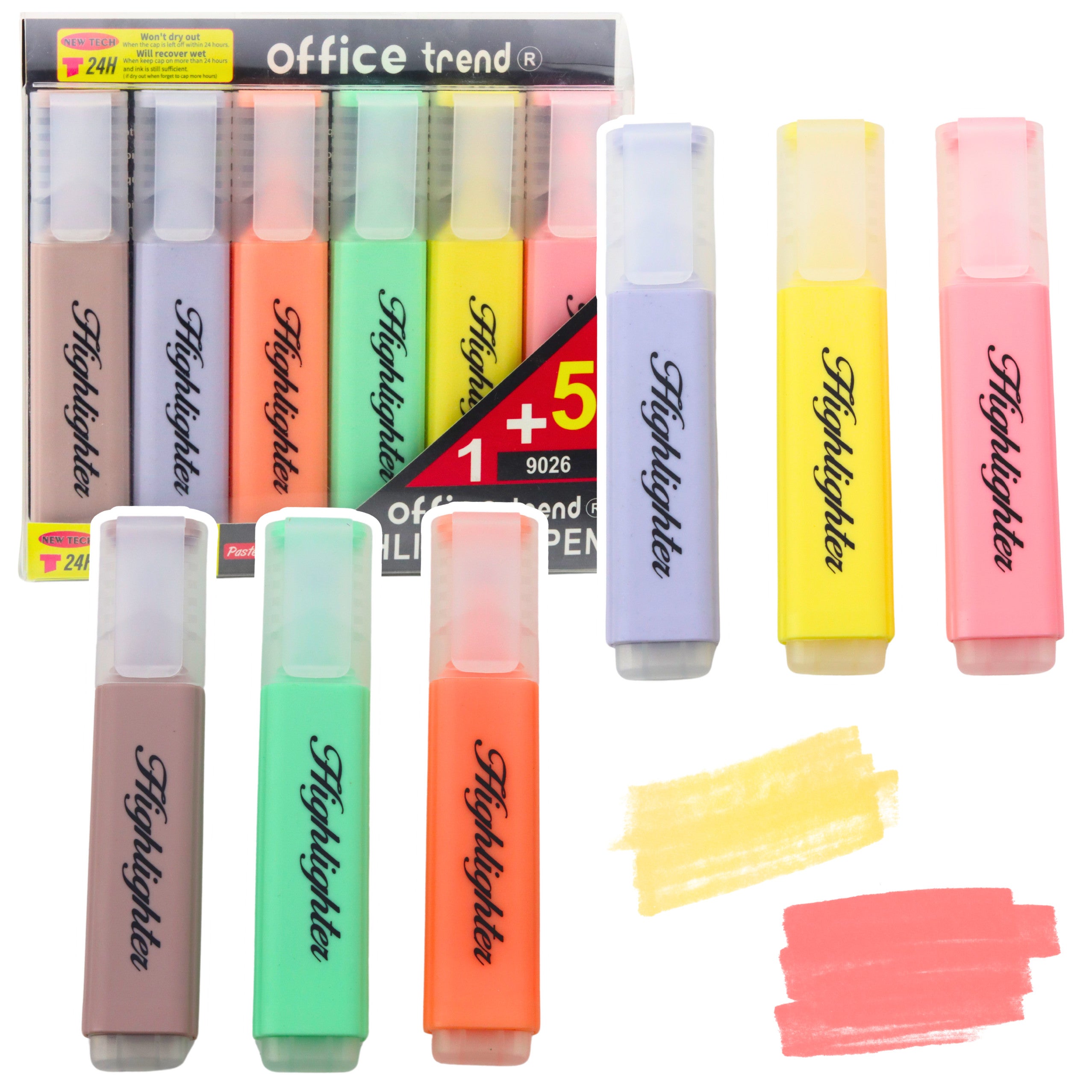 Set Of Highlighters Note Markers Pastel Colors 6pcs
