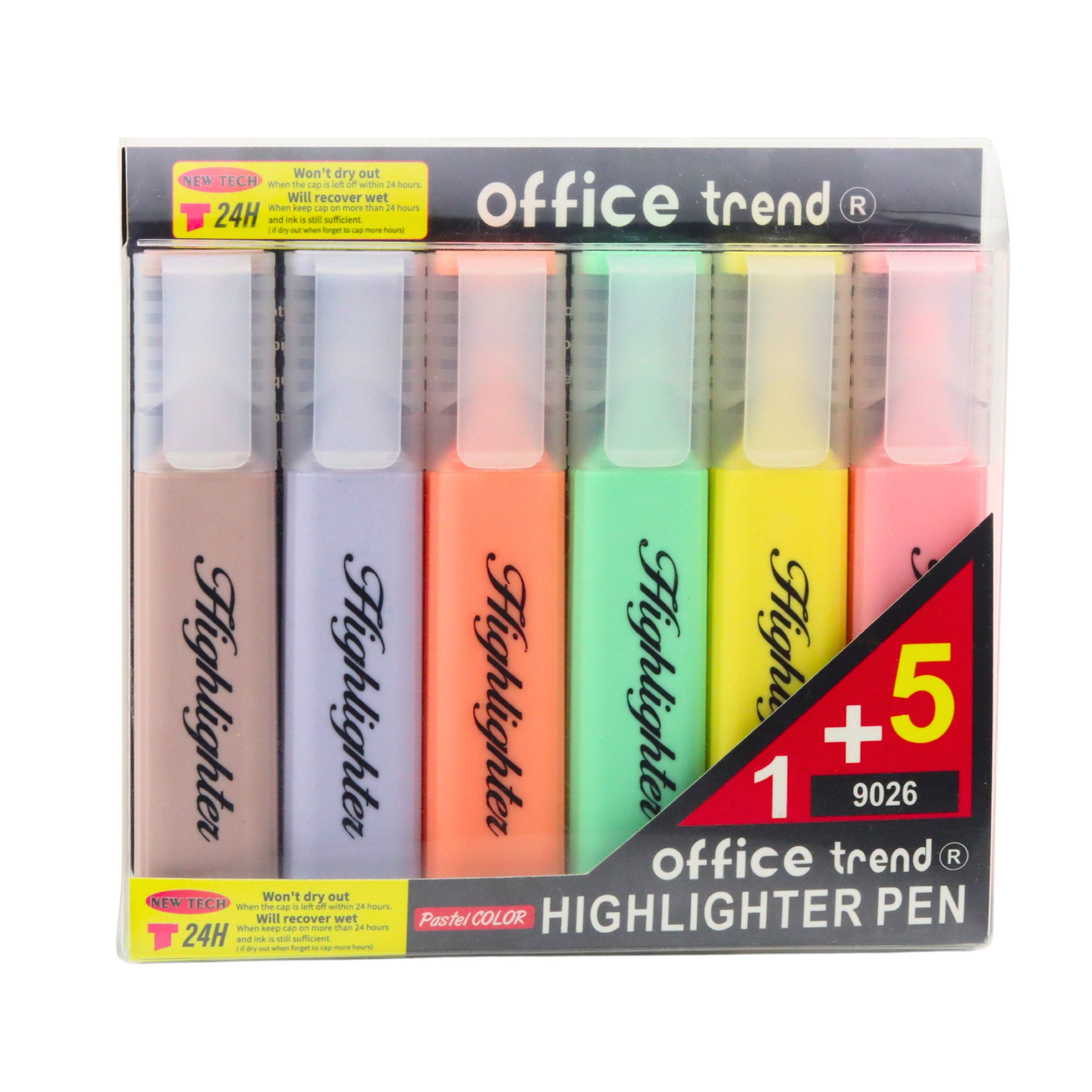 Set Of Highlighters Note Markers Pastel Colors 6pcs