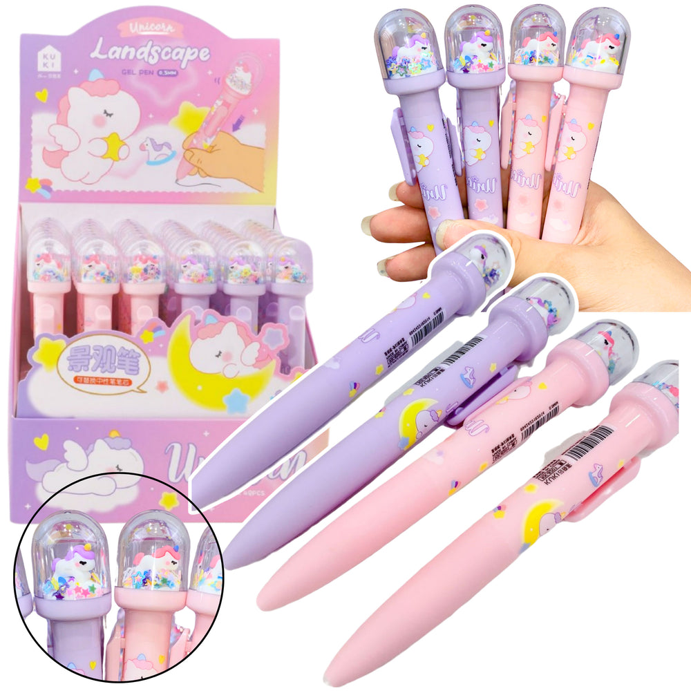 Dome Glitter Ballpoint Peann Unicorn Fíor Dúigh Gorm 0.5mm