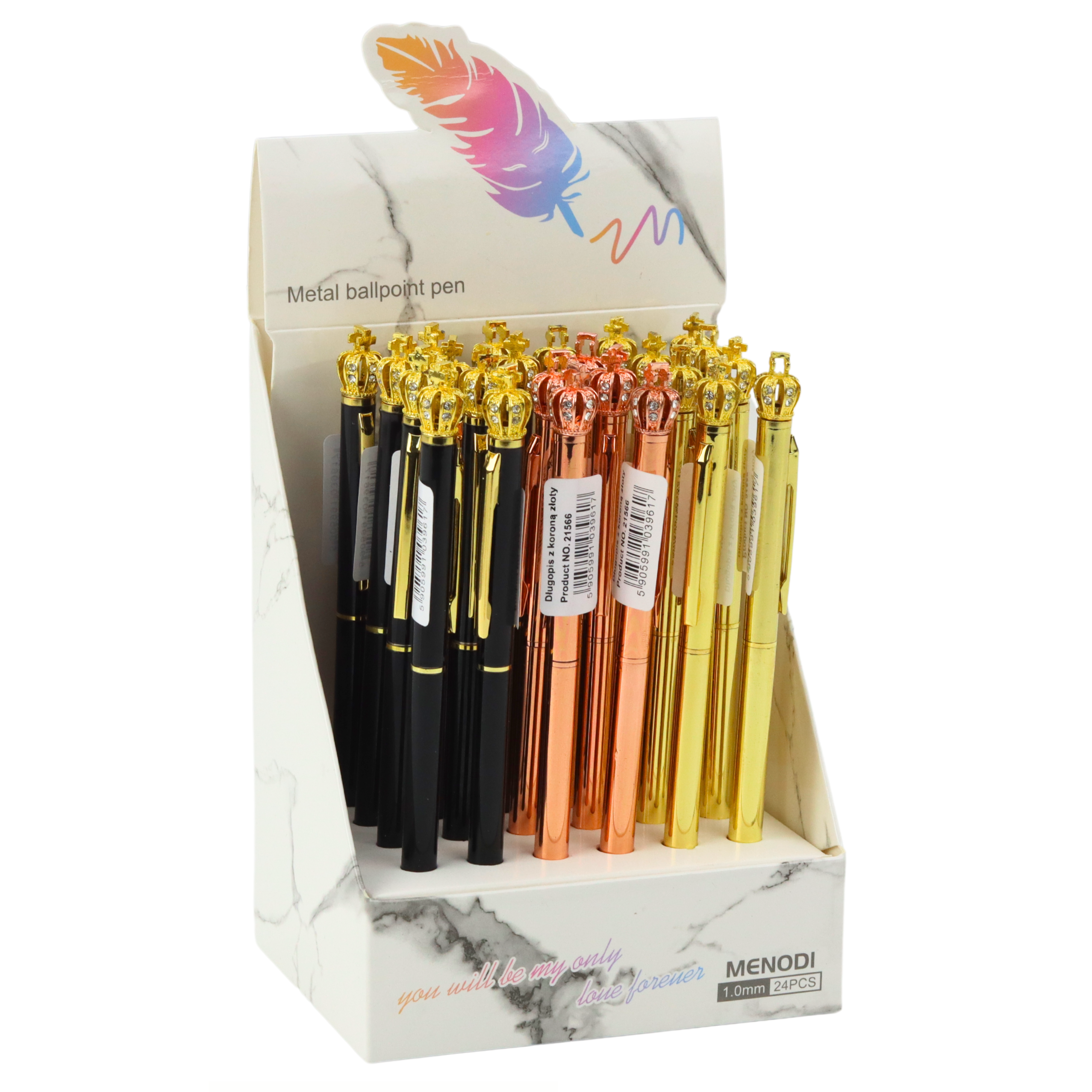 Metal Ballpoint Pen Automatic Crown Blue Ink 1.0mm