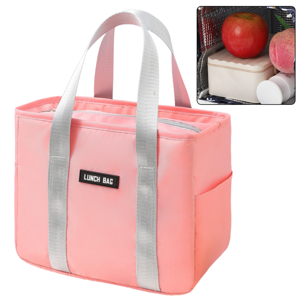 Bolsa de desayuno con aislamiento térmico Bolsa de almuerzo Rosa 24cm