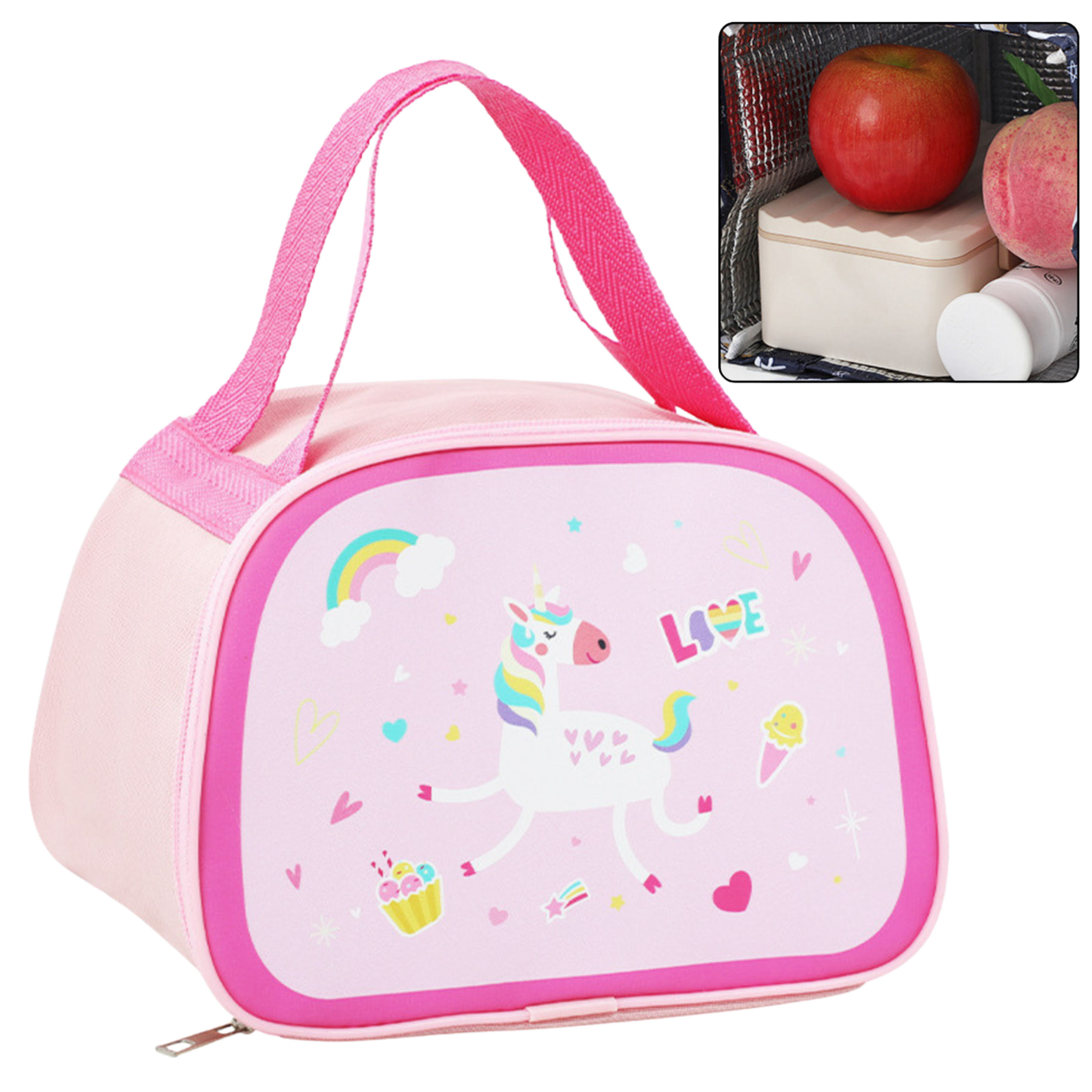 Thermo-isolerende Frühstücks-lunchtasche Rosa Einhorn 23 Cm