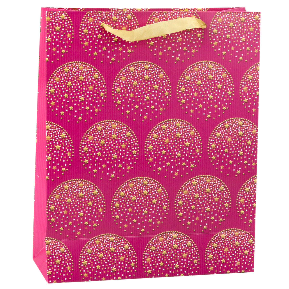Elegantná darčeková taška Zlaté hviezdy ružová 32 X 26 X 10 cm